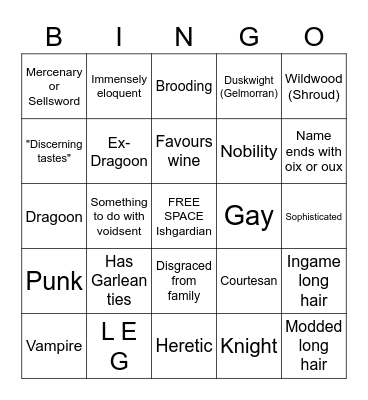 Elezen Bingo Card