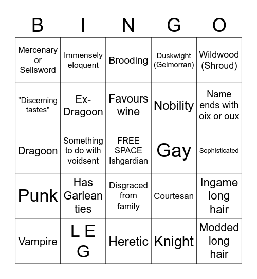 Elezen Bingo Card