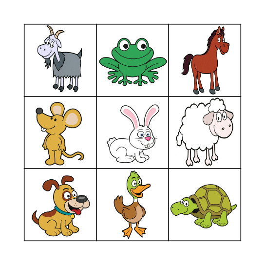 Animal Bingo Card