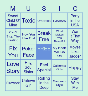 Musical BINGO Card