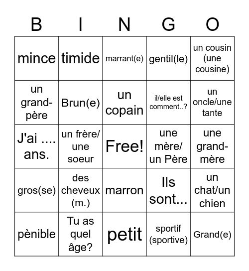 Bien Dit 2: Ch 1-1 Bingo Card