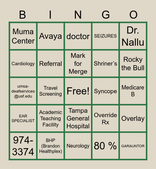 PAC WEEK Bingo Card