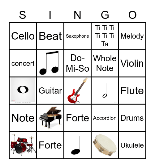 MUSIC MUSIC MUSIC Bingo Card