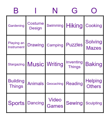 GS STEM Career Junior Bingo Card