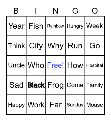 Sign Language Bingo! Bingo Card