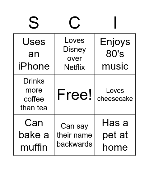 Find someone who... Bingo Card
