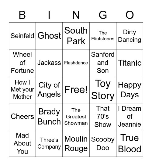 Theme Song Bingo Card