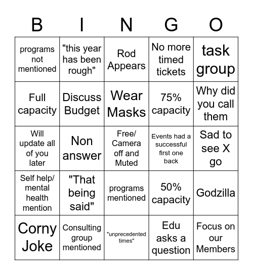 Drink if you cross one off. Chug for Bingo Card