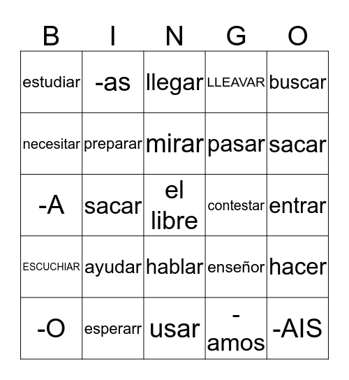 spanish bingo Card