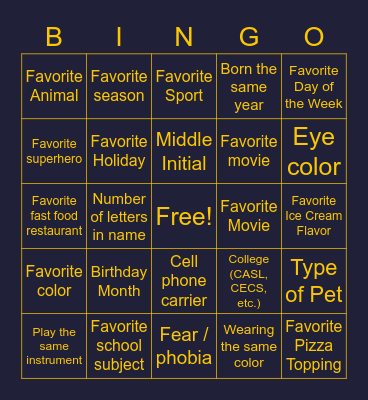 Round 3: Have the same...? Bingo Card