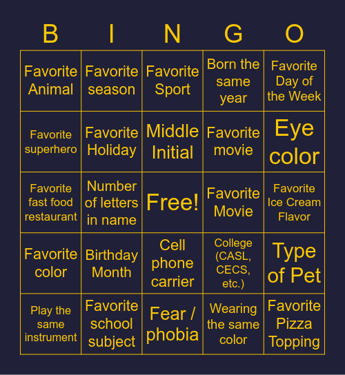 Round 3: Have the same...? Bingo Card