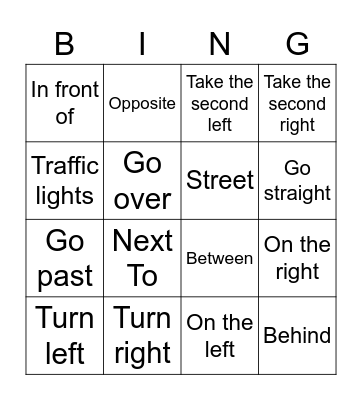 Giving directions! Bingo Card