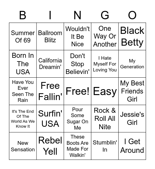 Roadtrip Favorites Bingo Card