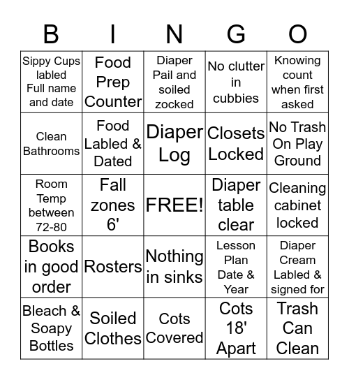 Licensing Bingo Card