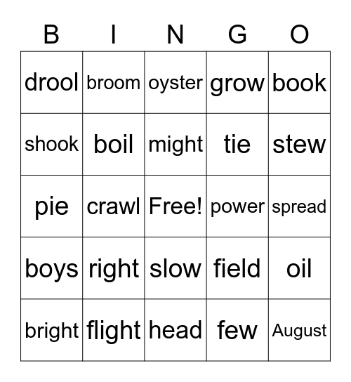 8:30 Bingo Card