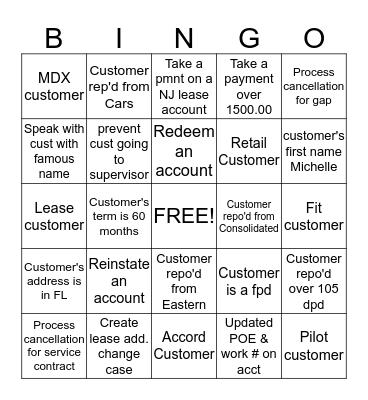 Recovery Bingo Card