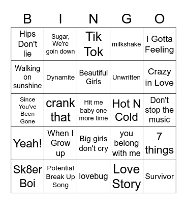 Bingo in the Cats Den- 2000s edition Bingo Card