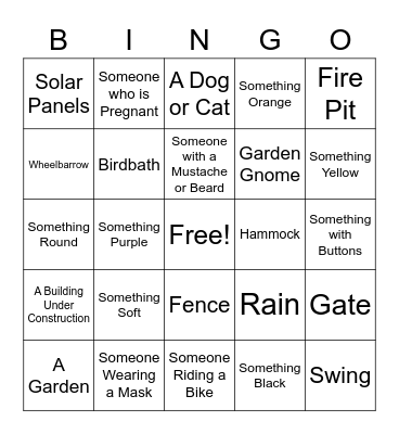 Youth Group Scavenger Hunt Bingo Card