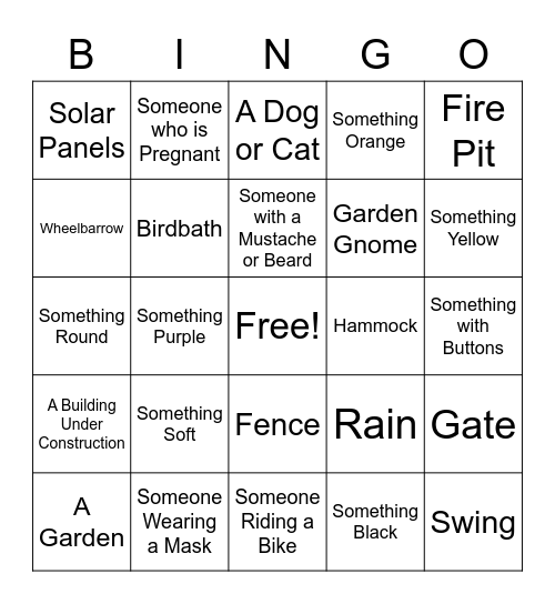 Youth Group Scavenger Hunt Bingo Card