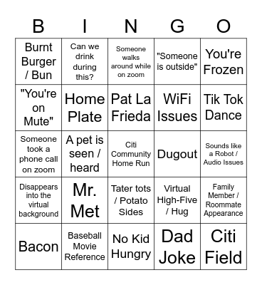 #CitiHomeGames Bingo Card