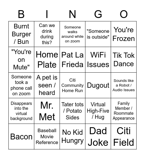 #CitiHomeGames Bingo Card