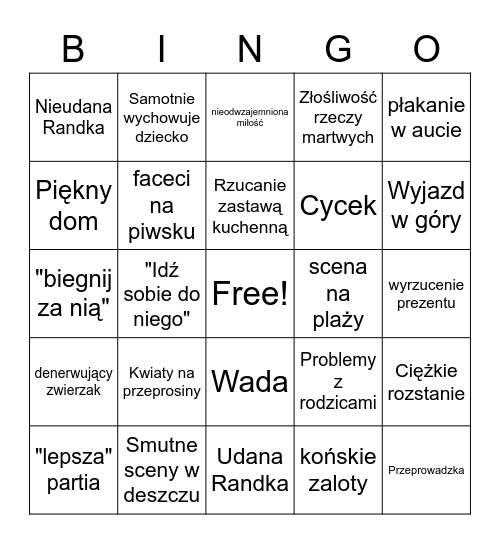 Romansidła Bingo Card