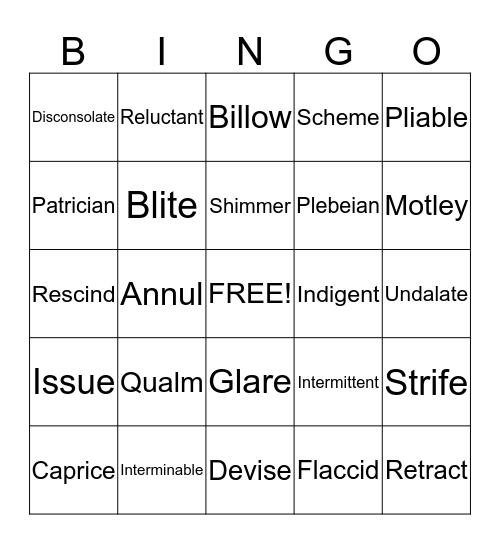 Word masters Ella Kocina Bingo Card