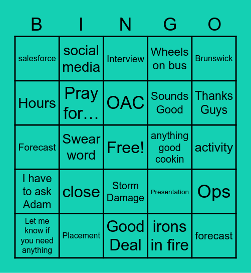 BD/OPS Bingo Card