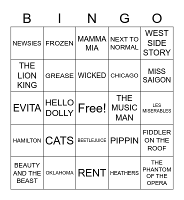 BROADWAY BINGO Card