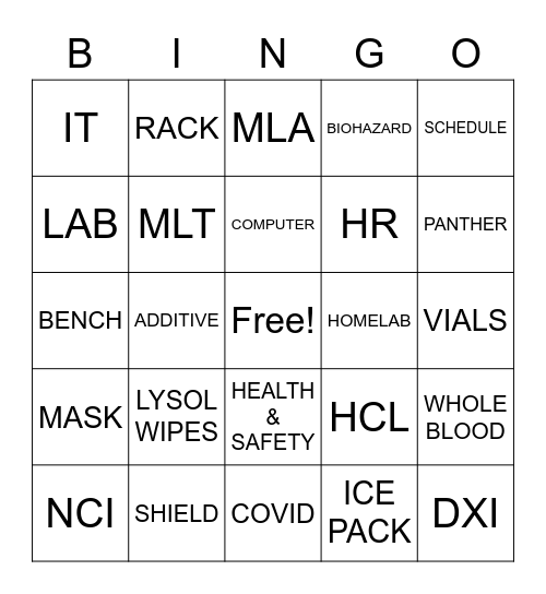 MED LAB WEEK Bingo Card