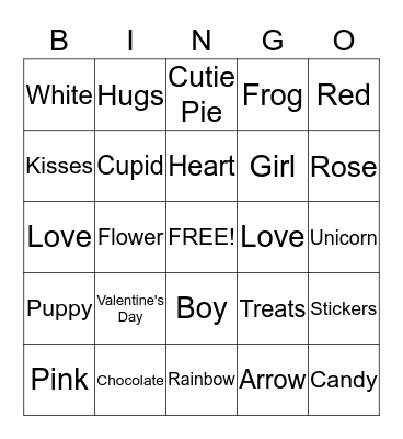 Valentine's Day Bingo Card