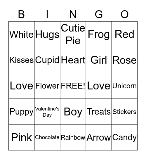 Valentine's Day Bingo Card