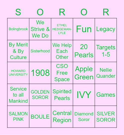 AKA BINGO Card