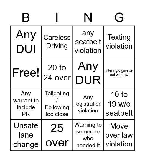 Bloodhound Bingo Part Duex Bingo Card