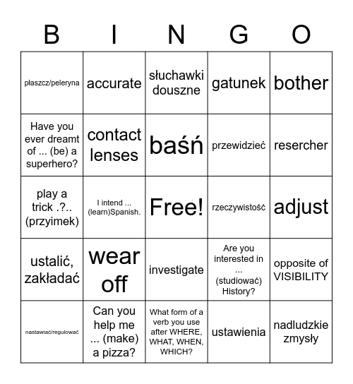 GE b1+ Unit 6 Superpowers Bingo Card