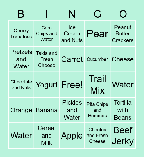 SNACK BINGO Card