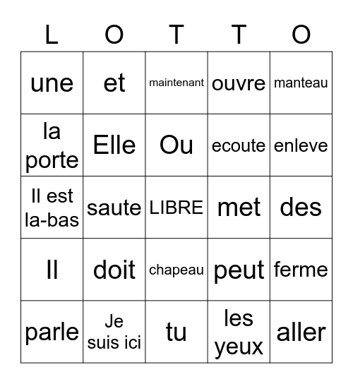 LOTTO Bingo Card
