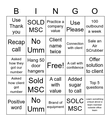 Office Team Bingo Card