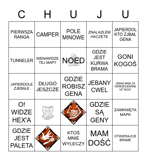 ZJEBANA GRA W DBD Bingo Card