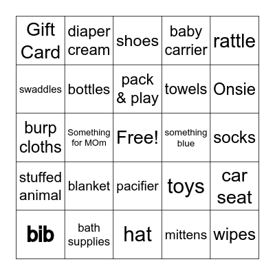 Baby Gift Bingo Card