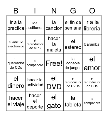 5A Bingo      Set A Bingo Card