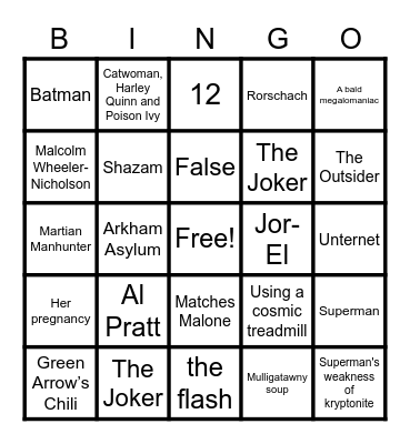 Marvel v DC Trivia Bingo Card