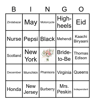 BRIDAL BINGO Card