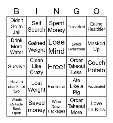 One Year of Covid Bingo Card