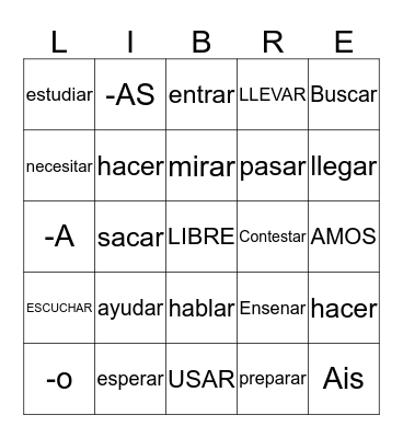 Spanish  Bingo Card