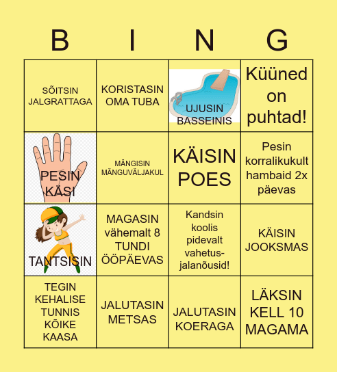 LIIKUMINE, UNI, PUHTUS Bingo Card
