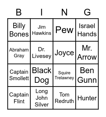 Treasure Island Bingo Card