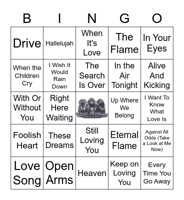 80's Rock Ballads Bingo Card