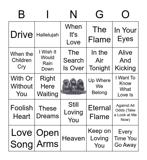 80's Rock Ballads Bingo Card
