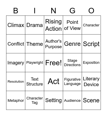 Drama Bingo Card